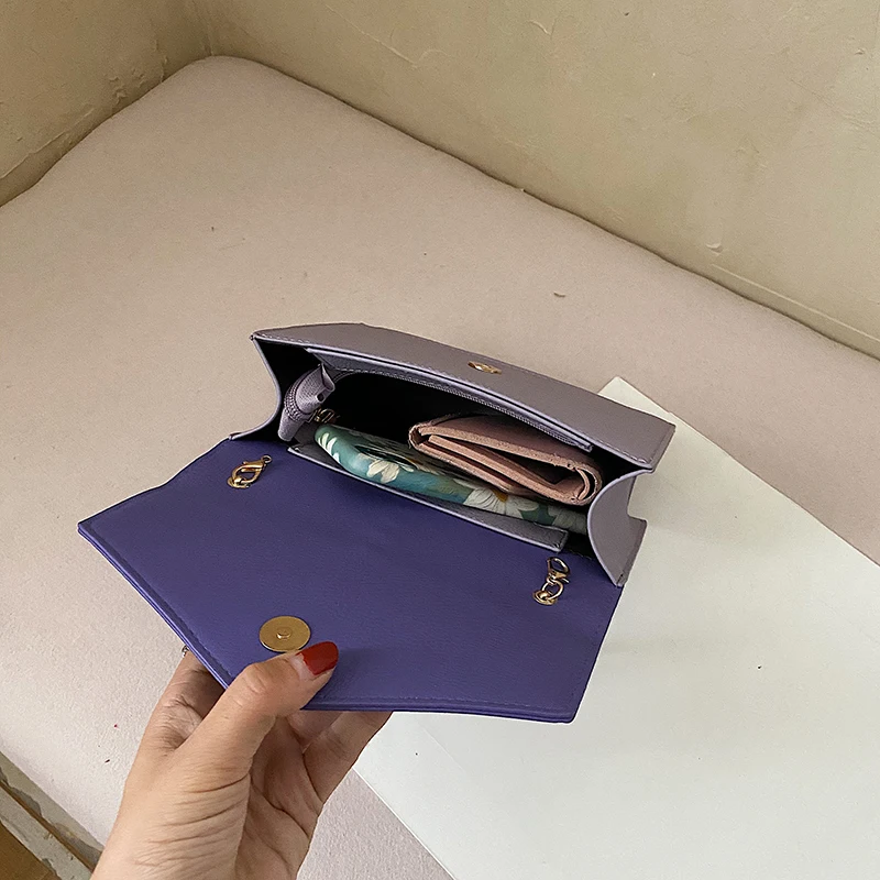 

Crossbody Bags for Women Leather Messenger Bag Sac A Main Femme Candy Color Chains Leather Shoulder Bag Female Bolsa 2021 New