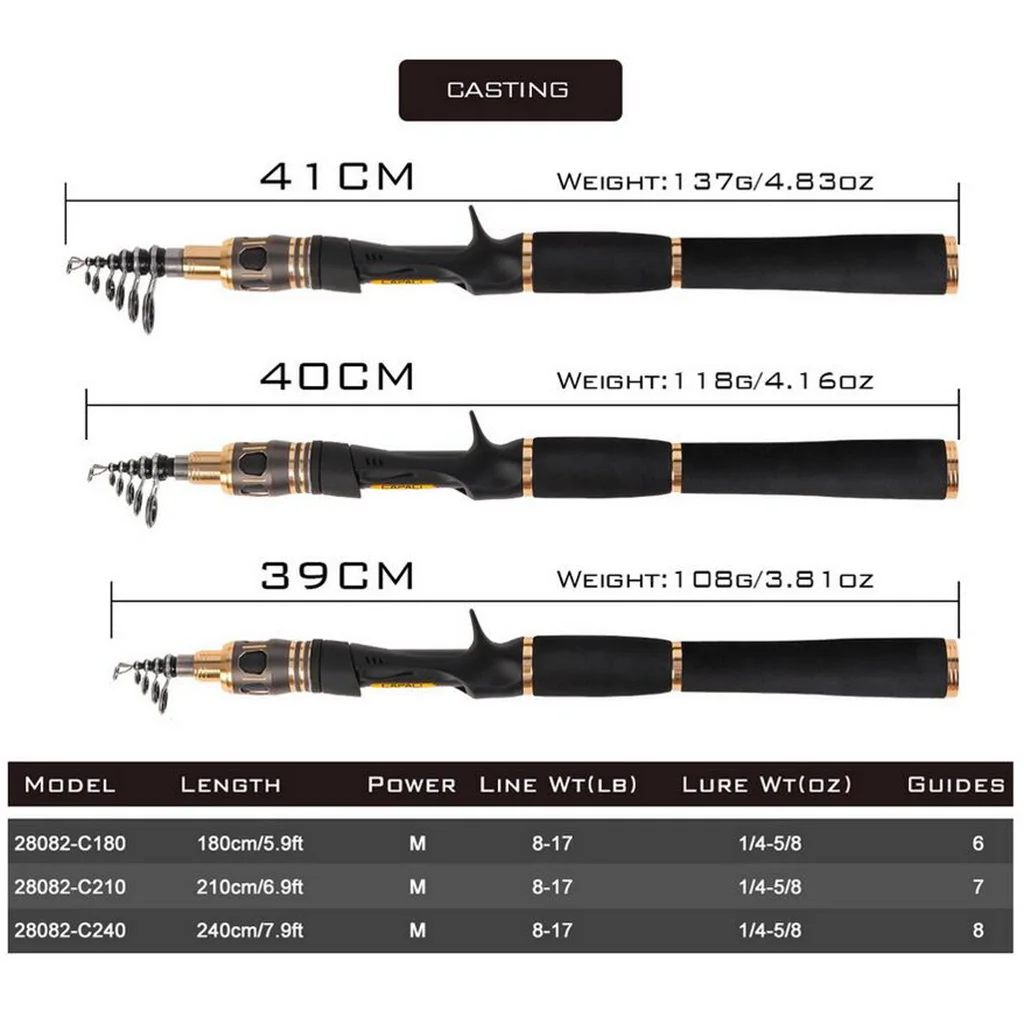 

Carbon Fiber Telescopic Fishing Rod Pole for Saltwater Freshwater Travel Fishing