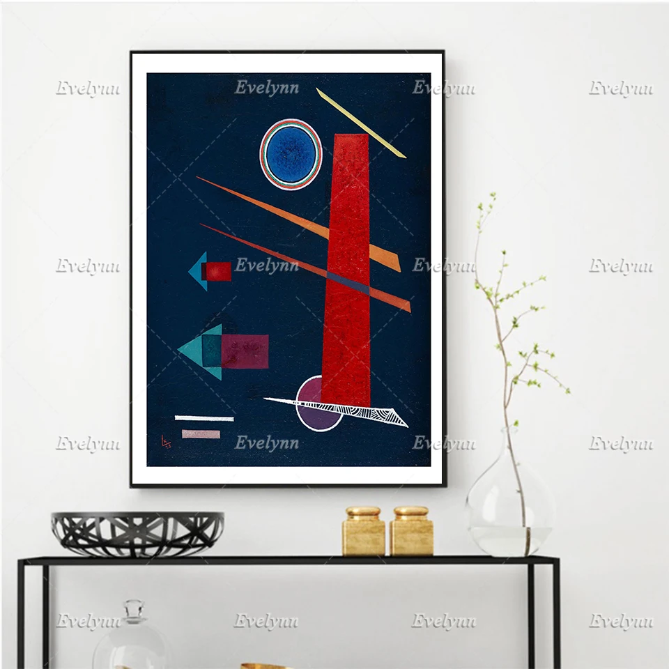 

Powerful Red(1928)By Wasilly Kandinsky,Vintage By Famed Russian French Bauhaus,Wall Art Prints Home Decor Canvas Floating Frame