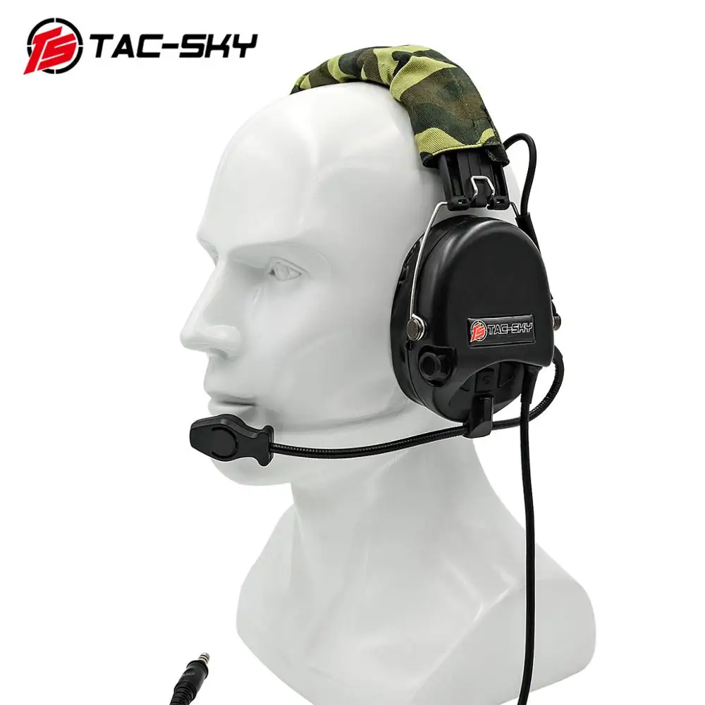 TAC-SKY Airsofte Sordin silicone earmuffs noise reduction pickup military tactical hunting shooting headphones -BK
