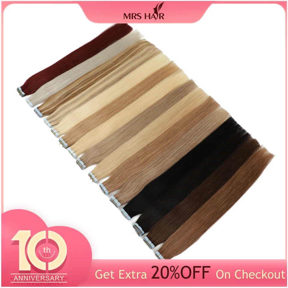 MRSHAIR 100g 40 шт. в Пряди человеческих волос для наращивания машина Волосы Remy на ленте