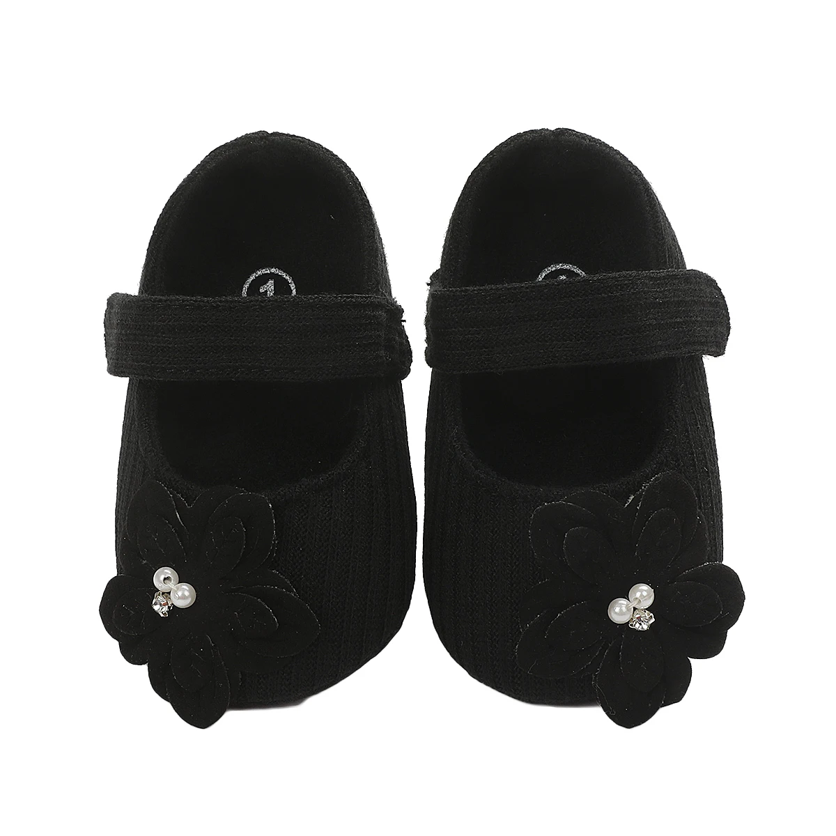 Ботинки для новорожденных AA с цветами девочек туфли принцессы черные мягкой