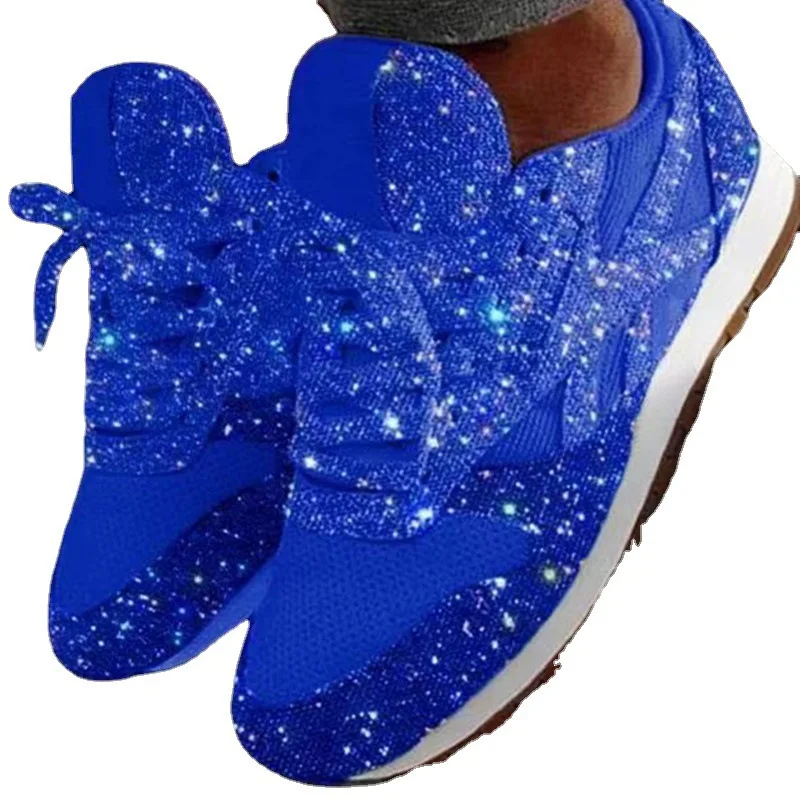 

2021 European and American Fashion New Sequined Casual Women's Shoes Breathable Large Size Sneakers