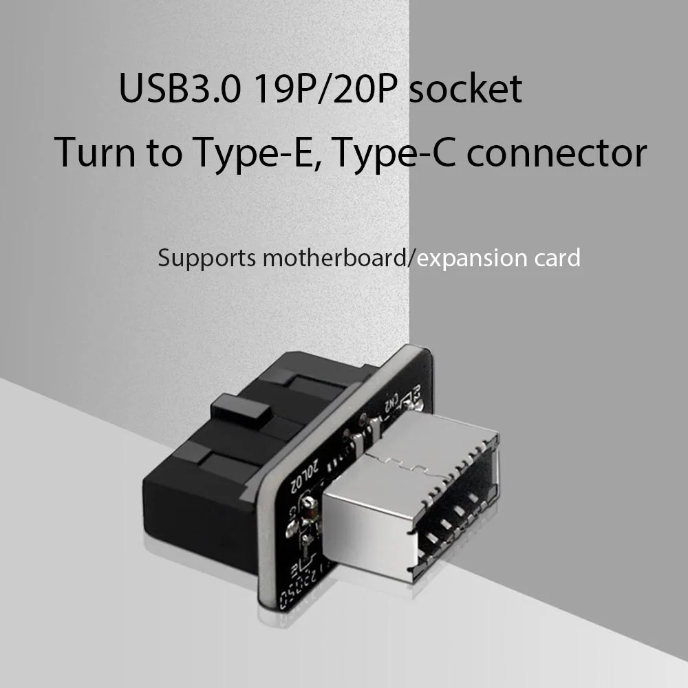 USB Header Adapter USB3.0 19P/20P to TYPE-E 90 Degree Converter Chassis Front TYPE C Plug-in Port for Computer Motherboard
