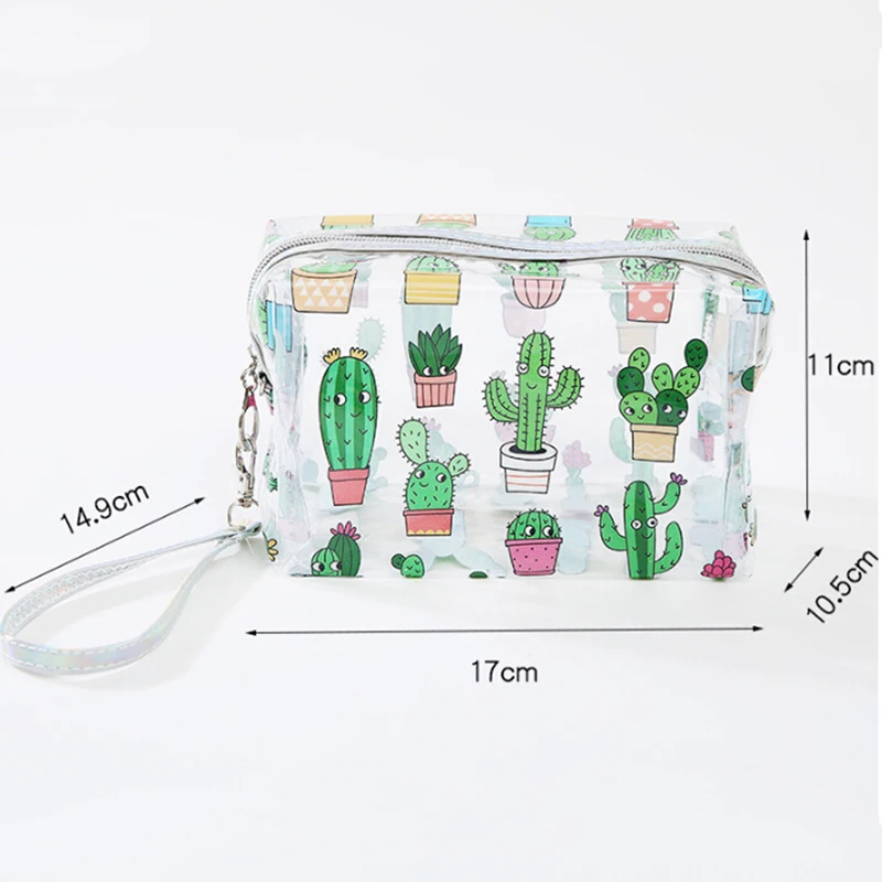 

Female PVC Cactus Pineapple Makeup Storage Pouch Case Cute Beach Wash Organizer Bag Women Travel Clear Toiletry Cosmetic Bag