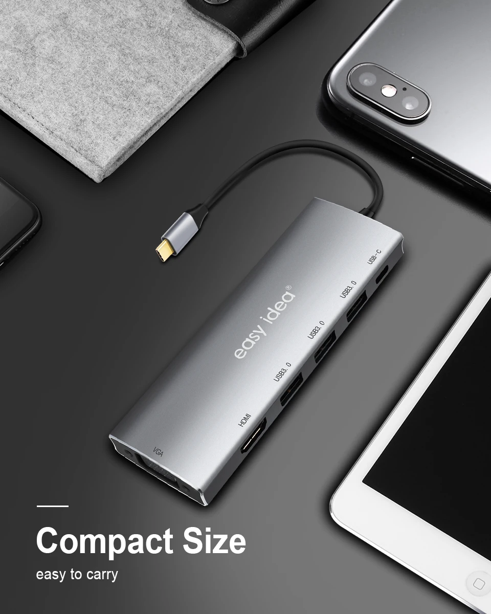 USB C концентратор Мульти USB 3,0 концентратор расширитель Тип C Hab адаптер HDMI VGA порт для MacBook Pro huawei USB сплиттер компьютерные аксессуары
