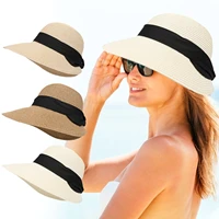 foldable ladies soft top sun hat beach straw hat comfortable and breathable travel summer anti ultraviolet hat