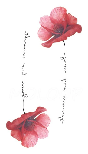 Наклейки для татуировок с натуральным деревом зеленое растение роза маленький