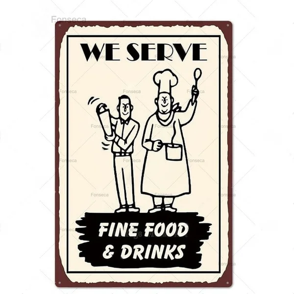 

Cafe Bistro Decor Vintage Tin Sign Retro Metal Sign Plaque Metal Vintage Wall Decor For Dining Room Decorative Metal Plate