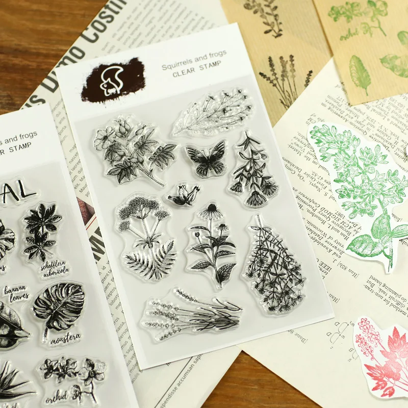 Винтажный силиконовый прозрачный штамп для скрапбукинга тропических растений
