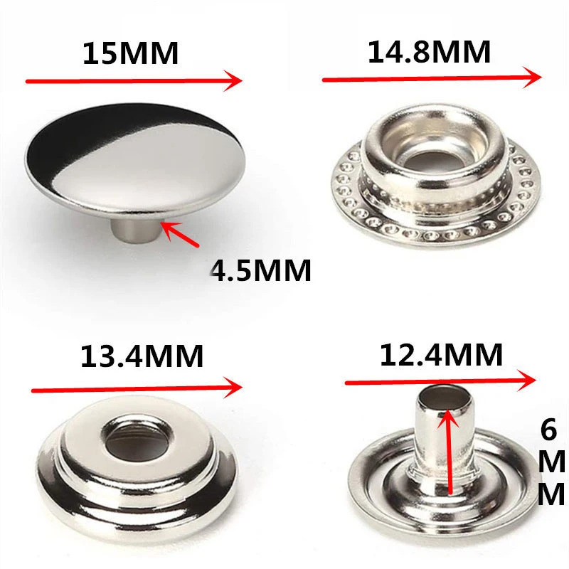 25 Комплектов 15 мм застежка для гнезда из нержавеющей стали стандартная