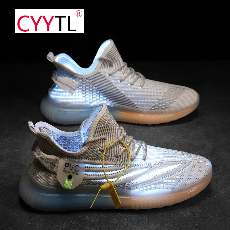 

CYYTL Men's Running Shoes Casual Breathable Walking Sneakers Sport Comfortable Luminous Tennis Youth Slip on Soulier Homme
