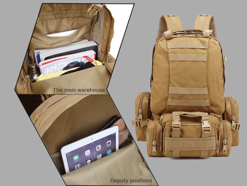 Оксфорд 55L тактический рюкзак камуфляж военный армейский сумка стрельба из лука