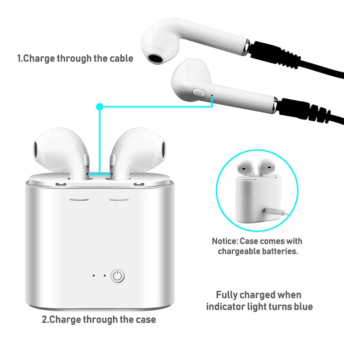 Беспроводные наушники Bluetooth I7s Tws спортивные стерео вкладыши с зарядным