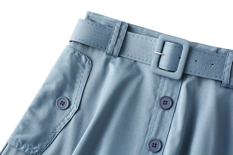 Женские юбки с завышенной талией однотонные трапециевидные на пуговицах