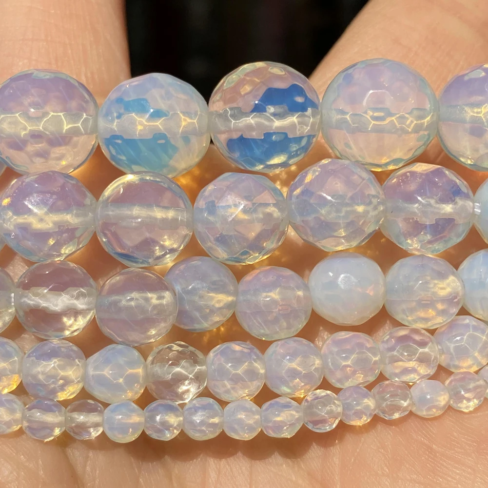 Naturstein Facettierte Opal Perlen Runde Lose Spacer Perlen Für Schmuck Machen Diy Armband Charm Ringe Zubehör 4 6 8 10 12mm – Detail 4