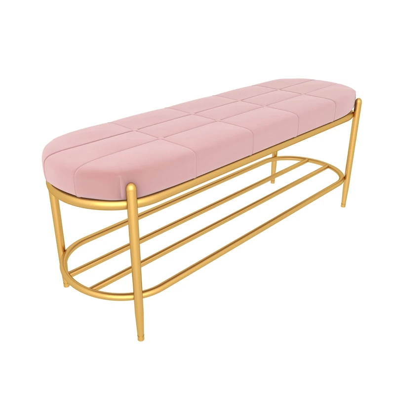 

Pink Shoe Change Stool Door Home Household Sofa Seated Waiting Chair Shoe Stool Door Storage Shoe Rack Iron Bench