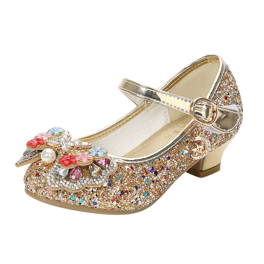 Сандалии с бантом для девочек босоножки из кожи жемчужинами и узлом бабочкой