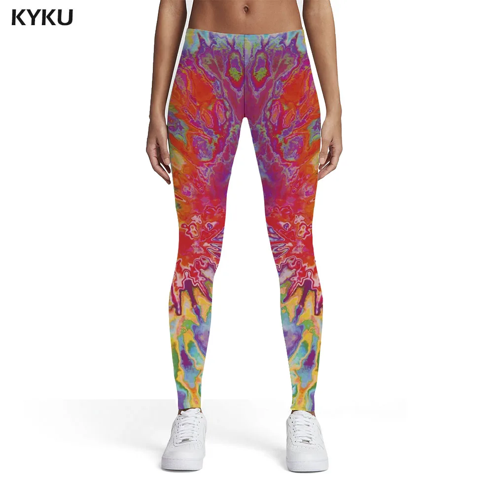 

KYKU Tie Dye Leggings Women Dizziness Sport Pigment Leggins Harajuku 3d Print Womens Leggings Pants Jeggings Bodybuilding Funky