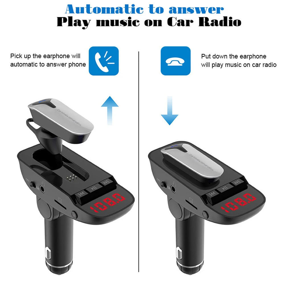 VR robot Bluetooth 4 2 FM передатчик модулятор беспроводные наушники в ухо Handsfree Car Kit 5V 3.1A USB