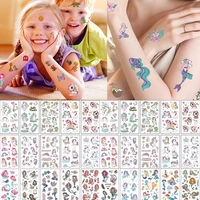 10sheetslot children cute cartoon unicorn temporary tattoo stickers baby shower kids body makeup sticker tattoos mermaid party