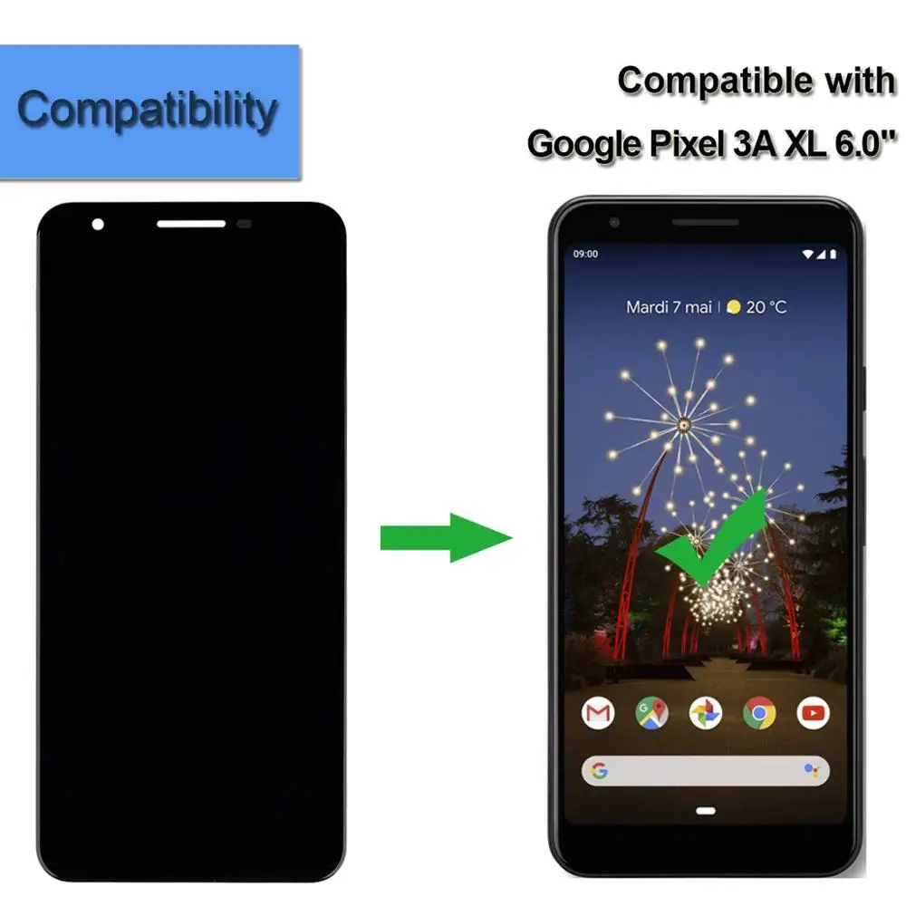 ЖК дисплей с сенсорным экраном 6 0 дюйма совместимый Google Pixel 3A XL|Экраны для