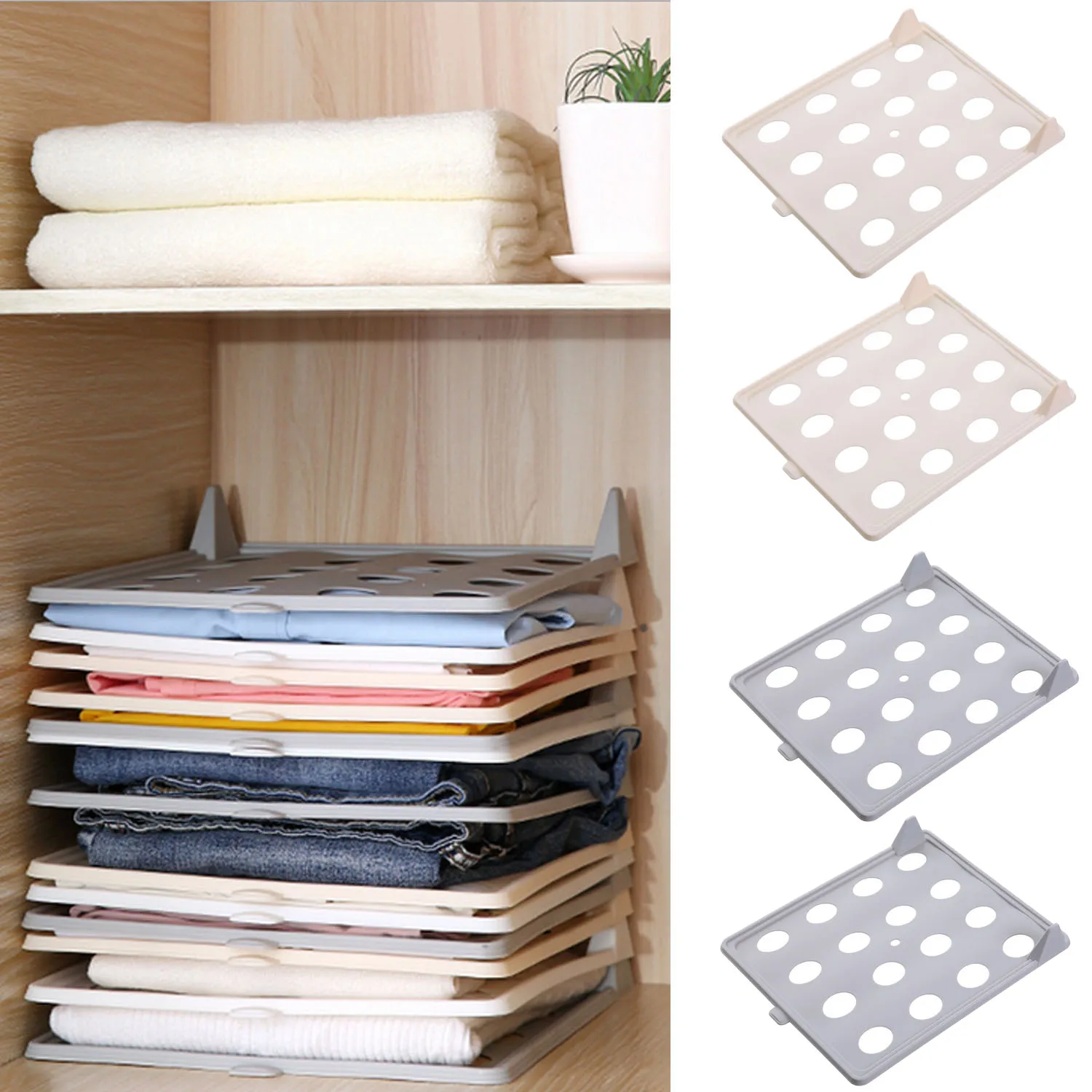 Behogar 10/12pcs Clothes Laundry Folding Boards Stackable T-Shirt Storage Folder Dividers Tray Clothing Closet Organizer Racks | Дом и сад