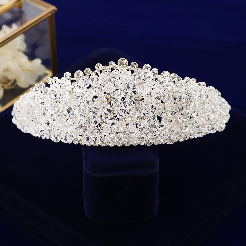 Блестящие винтажные аксессуары для волос со стразами|crown tiara|bride hairbandtiara bride |
