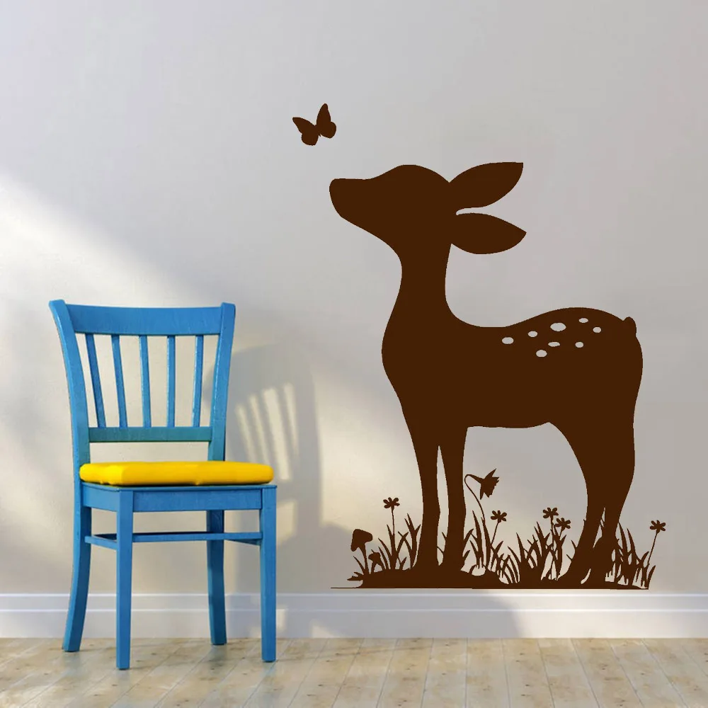 

Fawn Deer Animal Nursery Baby Room Wall Stickers Vinyl Wall Decal Decor Classroom Wall Sticker For Bedroom Decoration Art W529