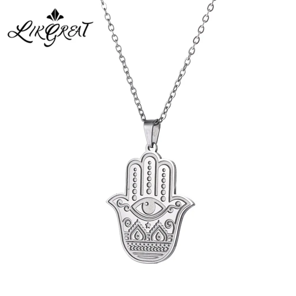 LIKGREAT Fatima ручная подвеска Хамса ожерелье для женщин злые глаза цепь из