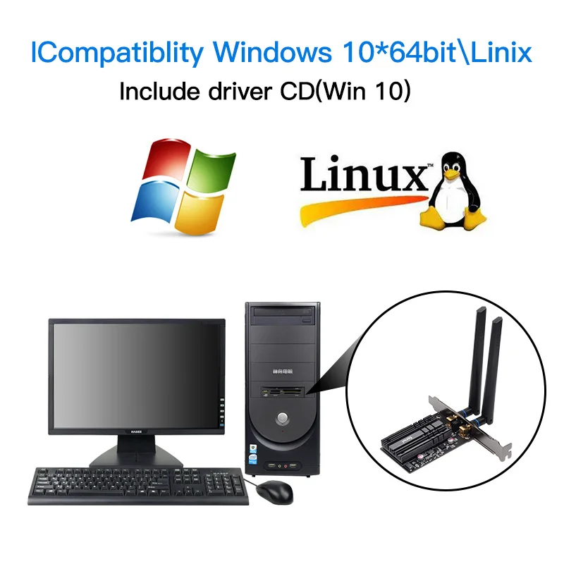 Dual band 3000 Мбит/с AX200 рабочего стола PCIE Беспроводной адаптер Wi Fi 6 Intel AX200NGW 2 4 г/с) 5 ГГц