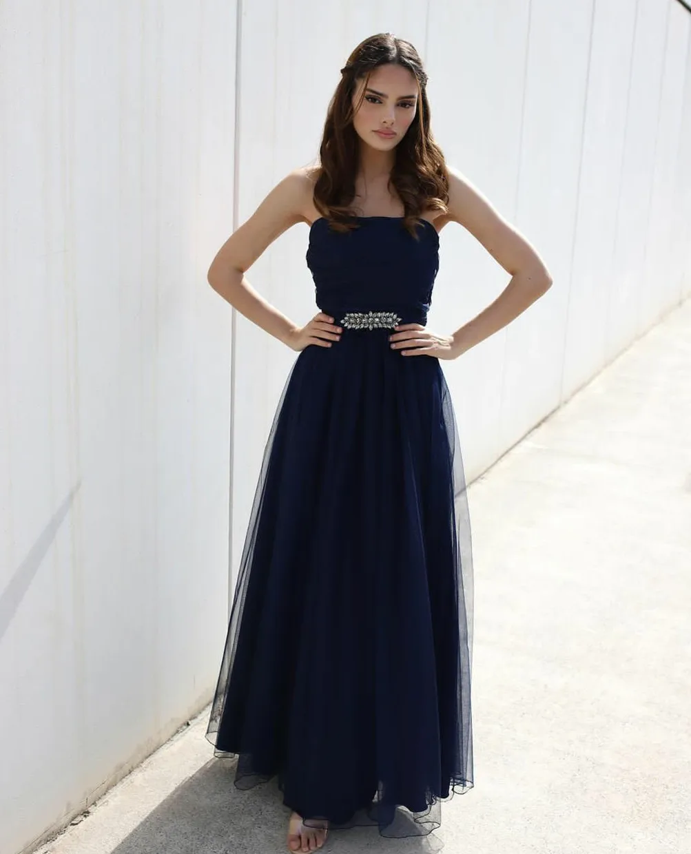 

Элегантные длинные черные мусульманские Вечерние платья а-силуэта тюлевые плиссированные со шнуровкой сзади длиной до пола платье для нев...