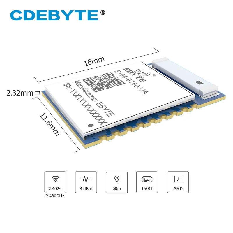 Модуль Bluetooth Ebyte nRF52832 BLE 5 0 2 4 ГГц UART 4dBm 60 м маячок Ibeacon низкомощный радиочастотный