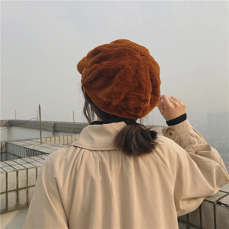 Женские головные уборы из мягкого флиса осенне-зимние женские береты с мехом