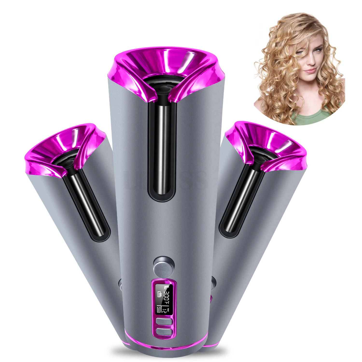 

Automatic Hair Curler Rollers USB Rechargeable Spiral Curling Iron Waves Curlers Ceramic Irons LED Display Hair Styling Tools