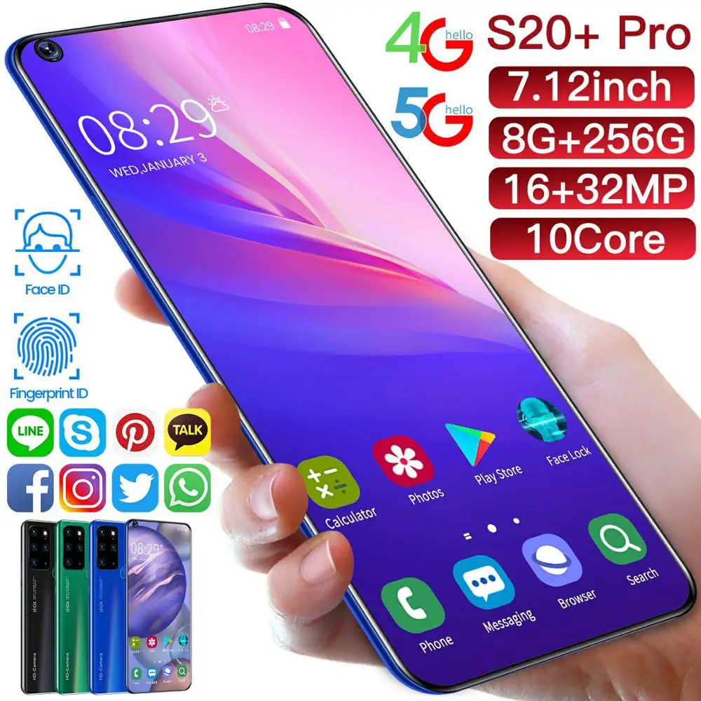 

Galay S20+ Smartphone 7.12inch 8GB RAM 256GB ROM Snapdragon 855 Deca Core Android 10.0 Cellphone Dual SIM Mobile Phone In Stock