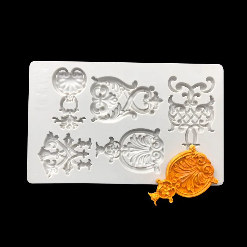 

Euro Court Baroque Silicone Mold Designer DIY Resine Epoxy Retro Pattern Badge Relief Model Clay Plaster Casting Silikon Form