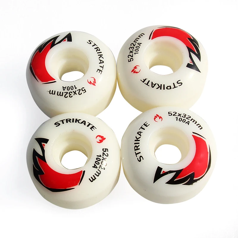 

STRIKATE 4Pcs Skateboard Wheels 52X32mm PU Wheels Double Rocker the Invert Board Wheel High Rebound 100A