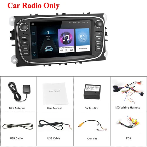 Radio Only (Black) Podofo 2din Android 8.1 Car Multimedia player 7'' Autoradio Car Radio GPS Mirrorlink For Ford Focus Mondeo C-MAX S-MAX Galaxy II - Цвет: Radio Only (Black)