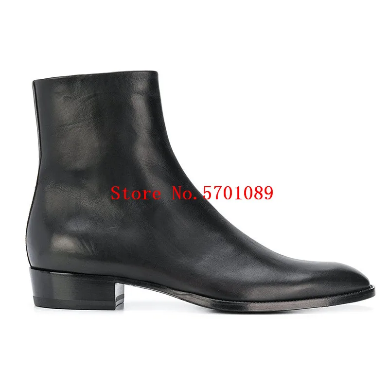 Ботинки Челси Мужские ботильоны из натуральной кожи на молнии сбоку Модные