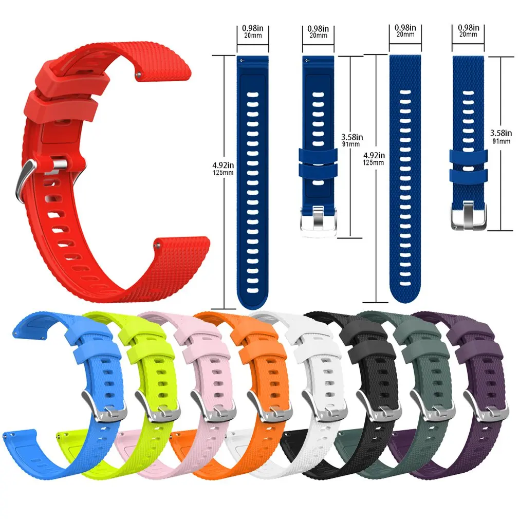 

20mm Sport Silicone Watchband Strap For Jiaming Samsung Huawei Ticwatch Universal Replacement Colorful Strap Steel Buckle