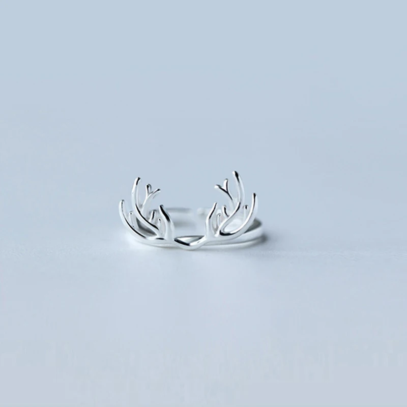 Милые рога открытие кольцо олень Регулируемый Шарм ювелирные изделия для женщин