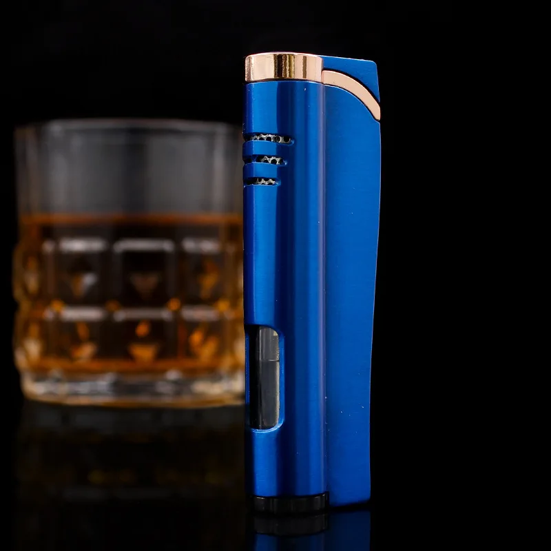 

Mini Metal Windproof Jet Flame Torch Pocket Lighter Visible Gas Window Cigarette Cigar Lighter Smoking Accessorie Gadget for Men