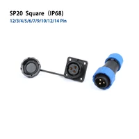 sp20 ip68 with 4 hole waterproof connector square aviation plug and socket 12345679101214pin electric connect