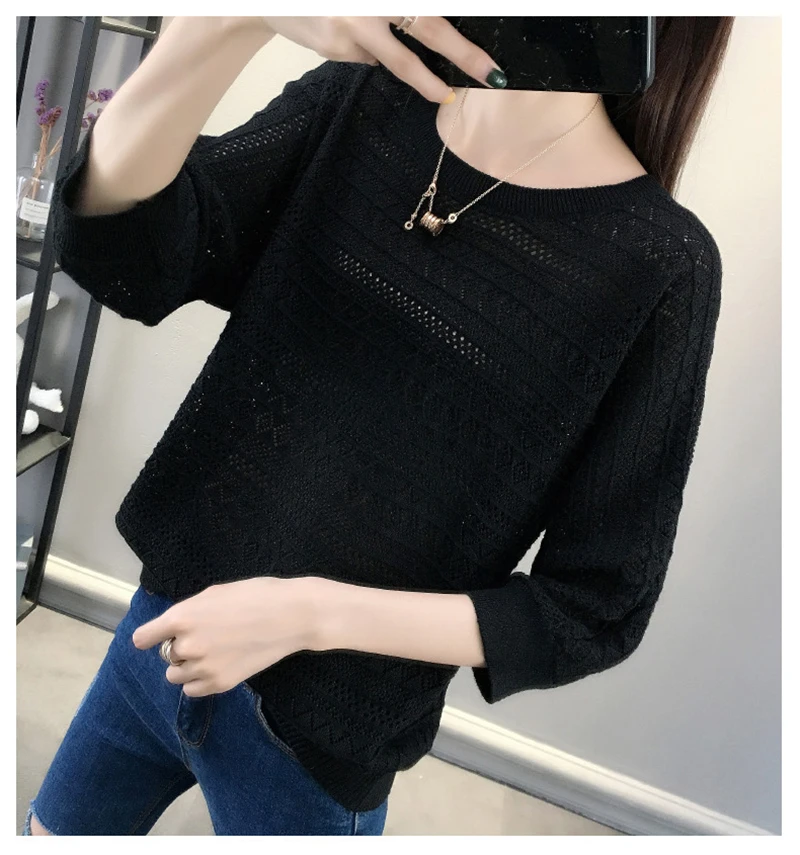 Новинка свитер с круглым вырезом и Тонкая блузка однотонный свободный