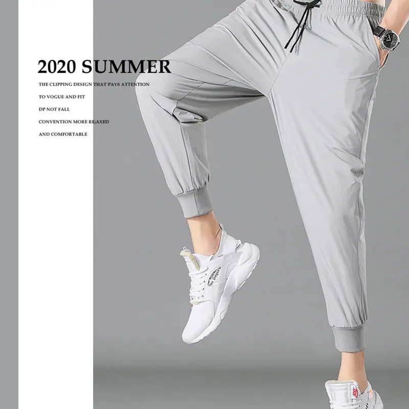 Брюки мужские летние легкие из вискозы Свободные повседневные модные брендовые