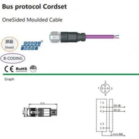 m12 sensor cable b code profibus network 5 meter shield ce ip67