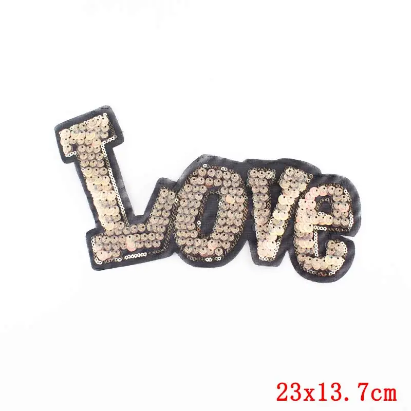Pulaqi Hippie Sequin Iron On Patches For Clothes Stripes Letter Sequins Applied Sewing Accessories Decro | Дом и сад