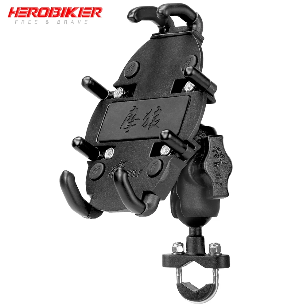 

Держатель для телефона HEROBIKER для мотоцикла, Аксессуары для велосипеда, регулируемый зажим для сотового телефона, универсальный кронштейн д...