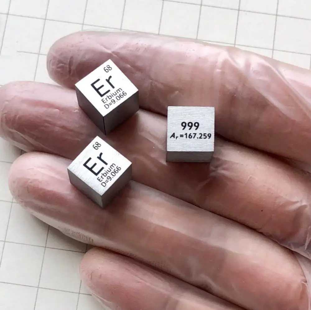 

99.9% High Purity Erbium Rare Earth Metal Er 9.0g Carved Element Periodic Table 10mm Cube